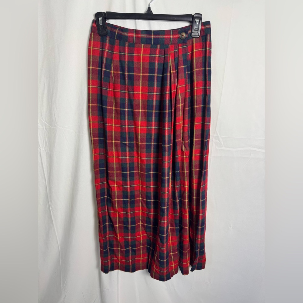 Abercrombie & Fitch 8 Red Plaid Tartan Vintage 90s Wool Skirt